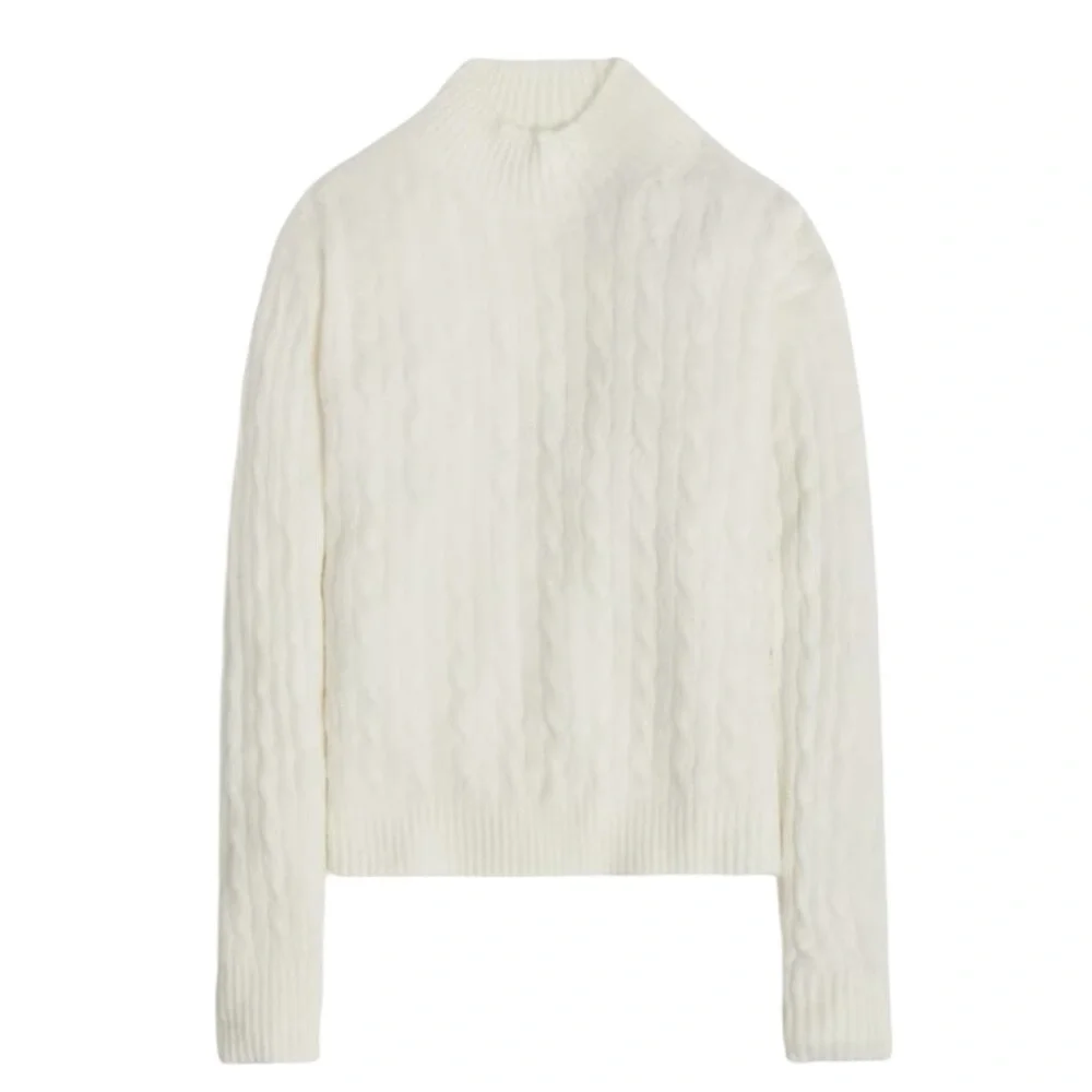 J. Crew Cable-Knit Mockneck Sweater/ Extra-Soft Yarn